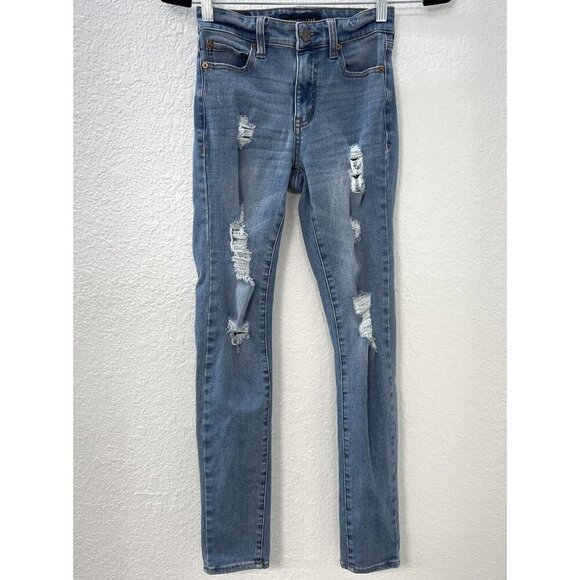 AEROPOSTALE Womens SIZE 00 Regular Medium Wash High Rise Jegging Distressed JEAN - Picture 1 of 7